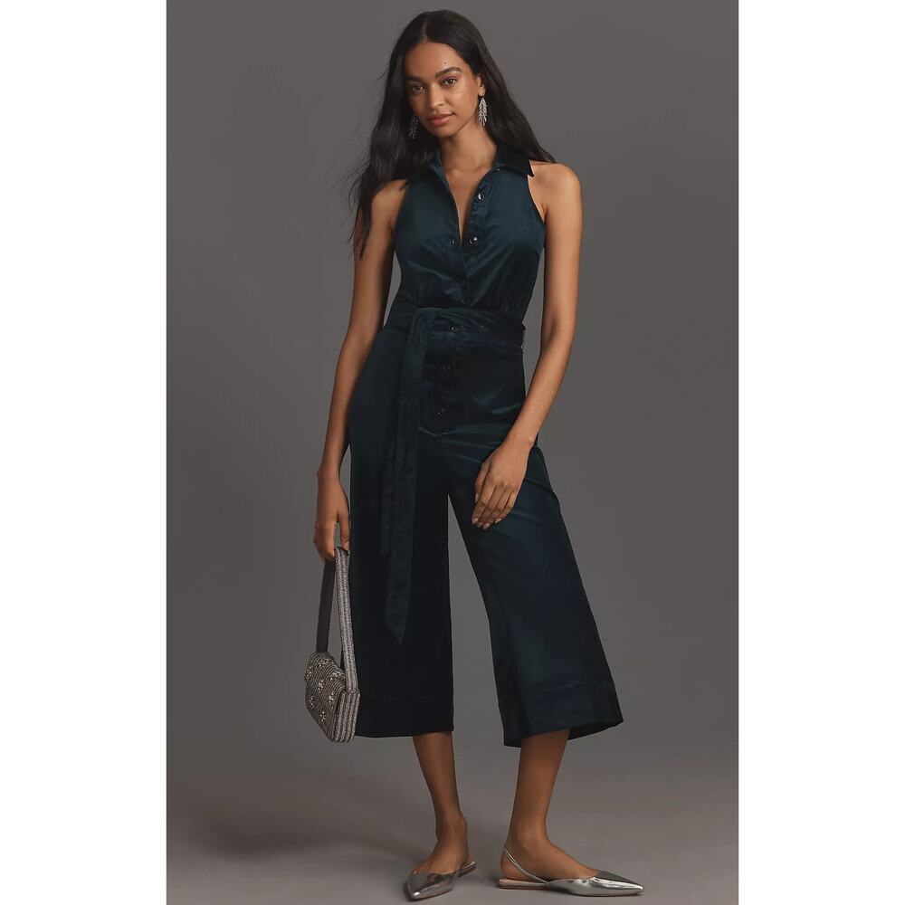 New Maeve Velvet Halter Jumpsuit - Size 8